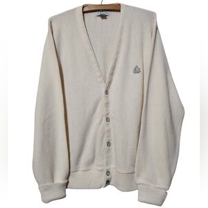 Vintage 80's Izod Knit V-Neck Button Down Cardigan Sweater Medium